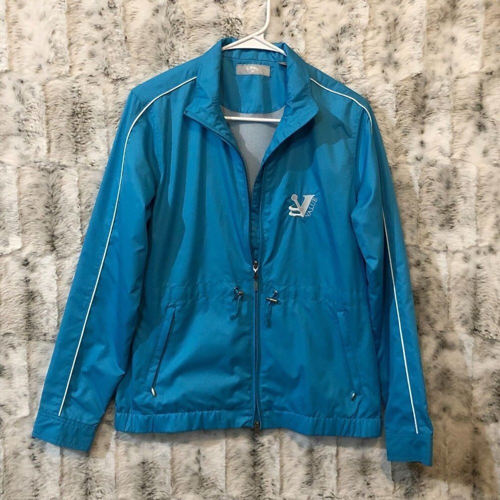 Callaway Jacket Womens Medium Blue Full Zip Long Sleeve Windbreaker Lightweight